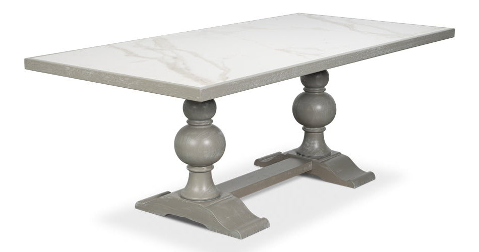 Sarreid Trestle Porcelain Rectangular Dining Table