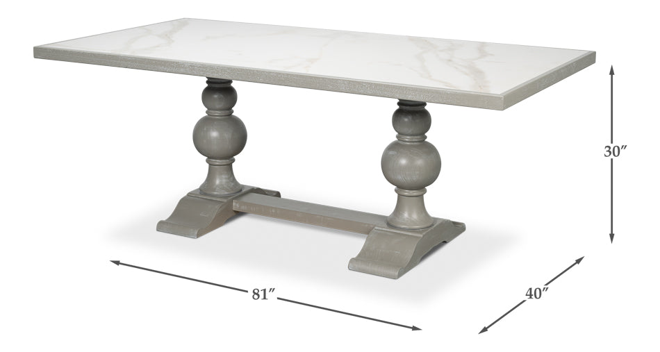 Sarreid Trestle Porcelain Rectangular Dining Table