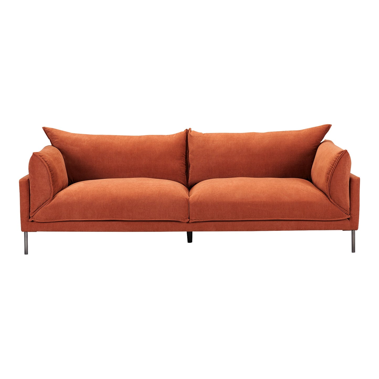 Jamara Polyester and Stainless Steel Dark Orange Sofa