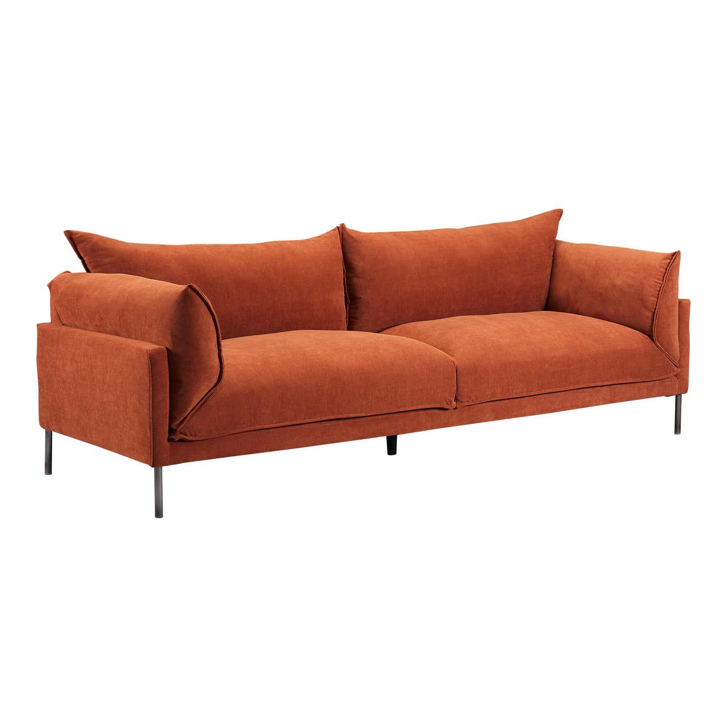 Jamara Polyester and Stainless Steel Dark Orange Sofa