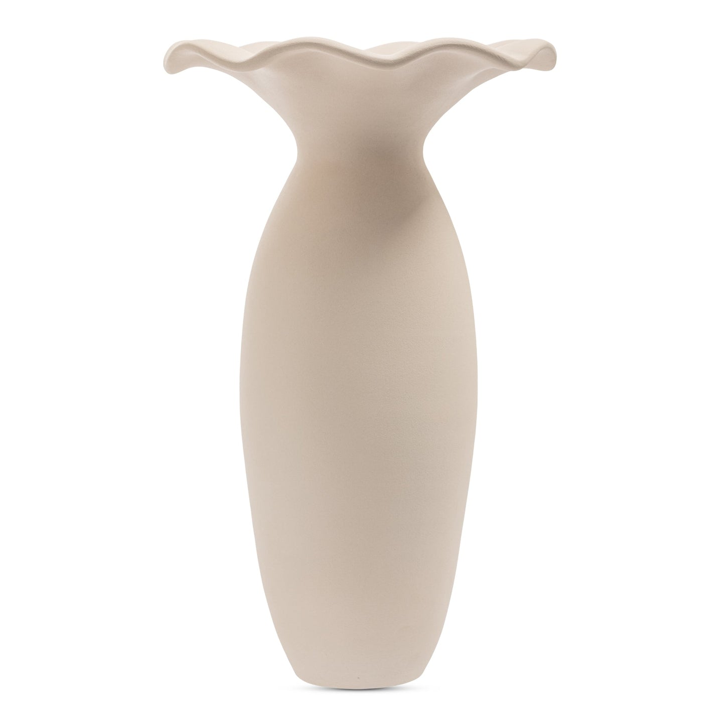 Ruffle 16In Terracotta Beige Descorative Vessel