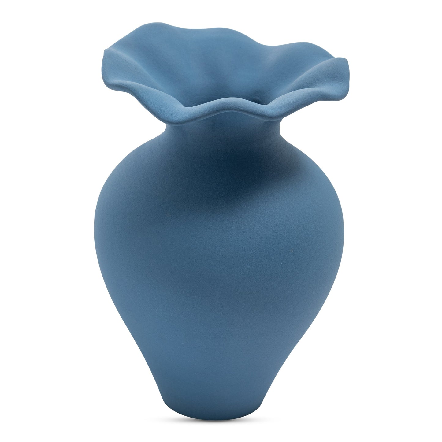 Ruffle 12In Terracotta Blue Descorative Vessel