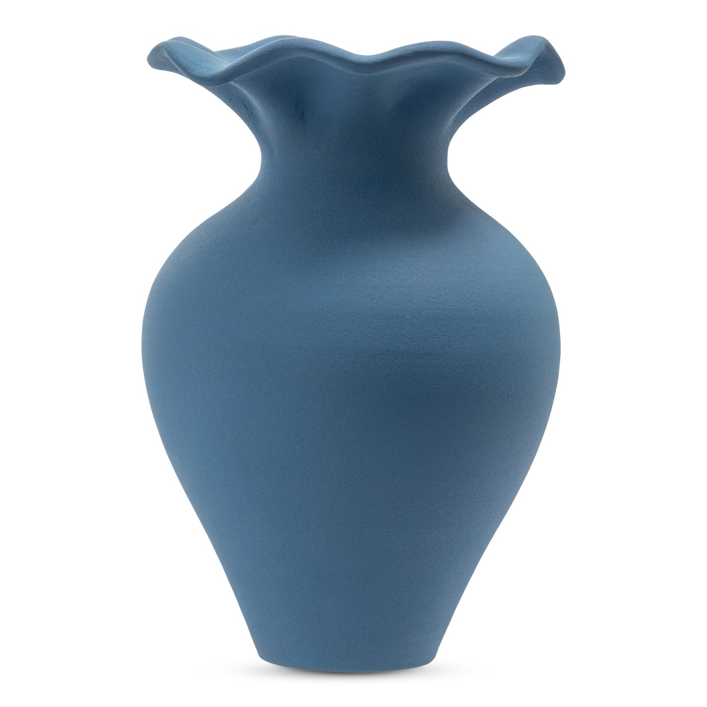 Ruffle 12In Terracotta Blue Descorative Vessel