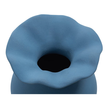 Ruffle 12In Terracotta Blue Descorative Vessel