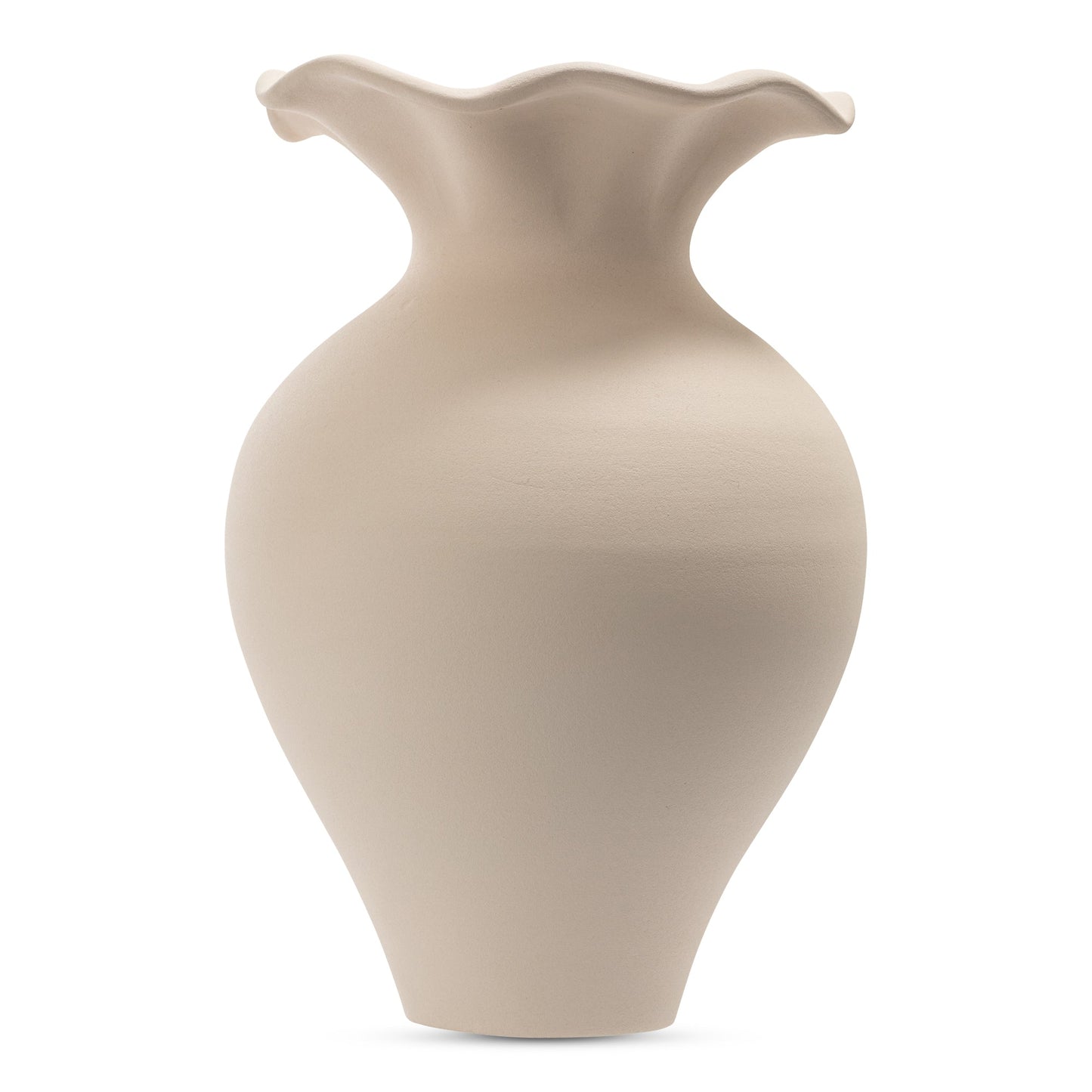 Ruffle 12In Terracotta Beige Descorative Vessel