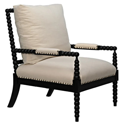 Bobbin Wood Framed Fabric Upholstered Armchair