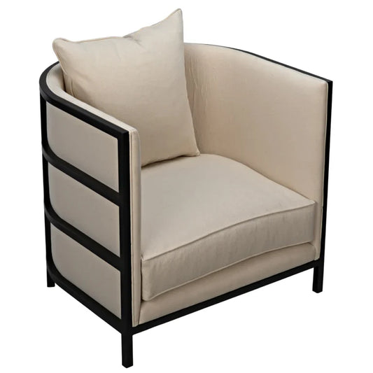 Sandra Steel Frame Fabric Upholstered Armchair