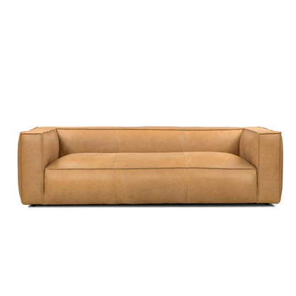 Contemporary Leather Club Sofa 100" Wide