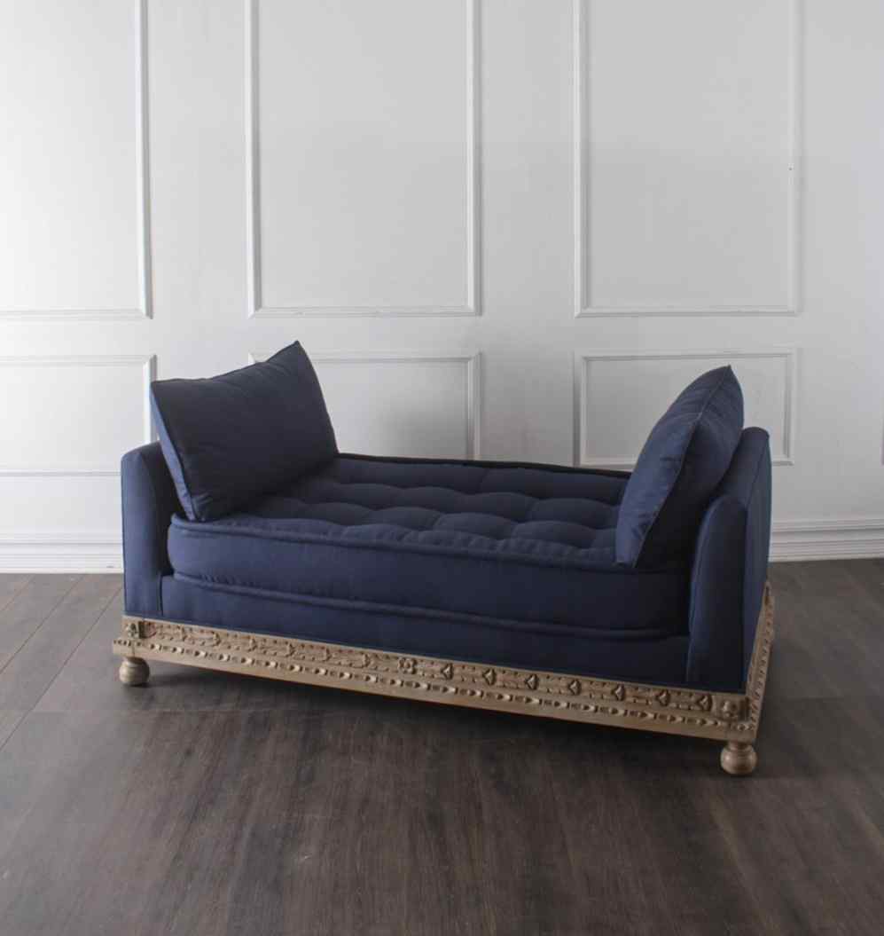 Peninsula Home Mila Navy Blue Fabric Chaise