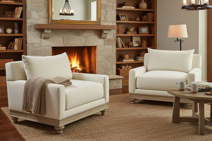 Peninsula Home Charly White Fabric Living Room Chair