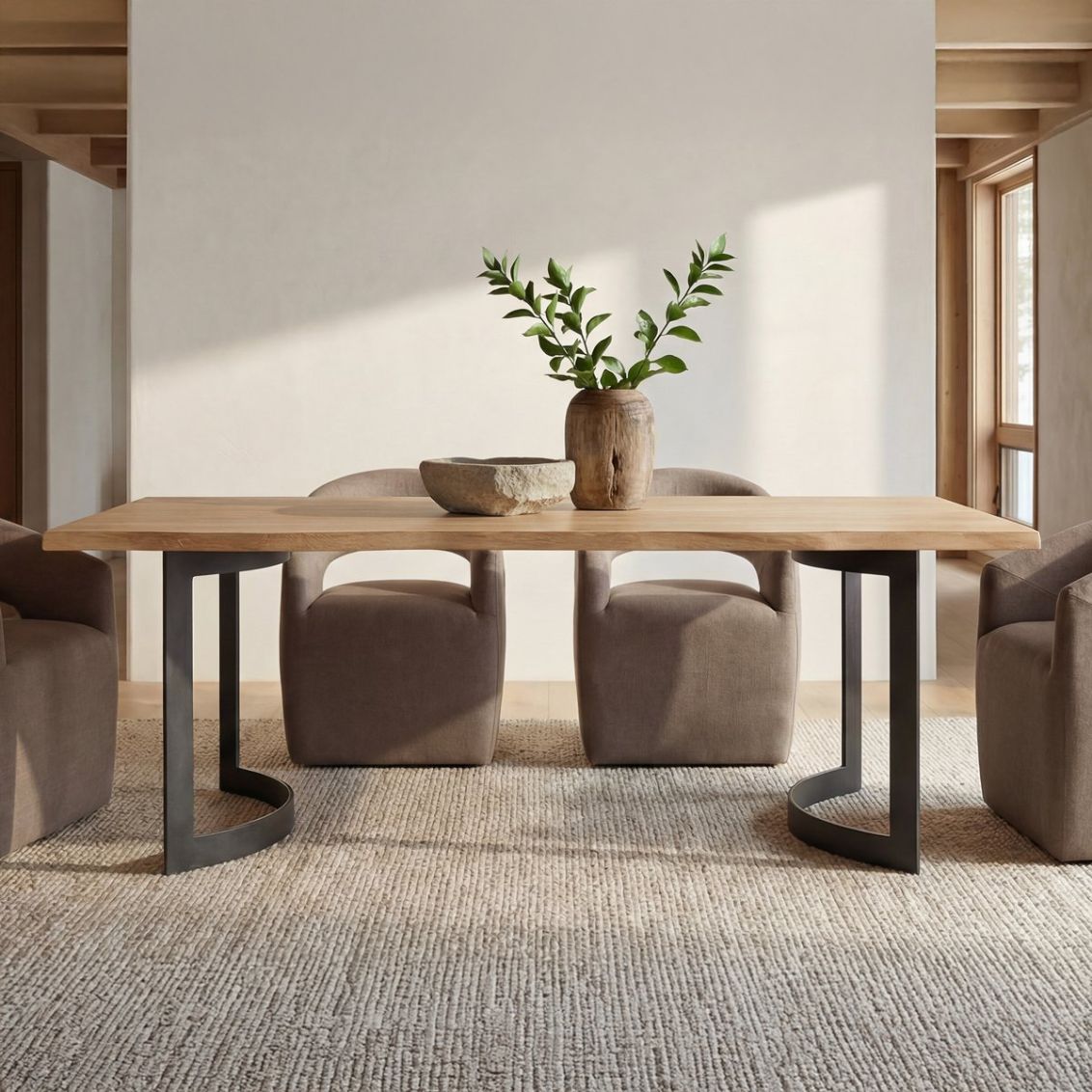 98.5-inch Bent Reclaimed Wood Dining Table
