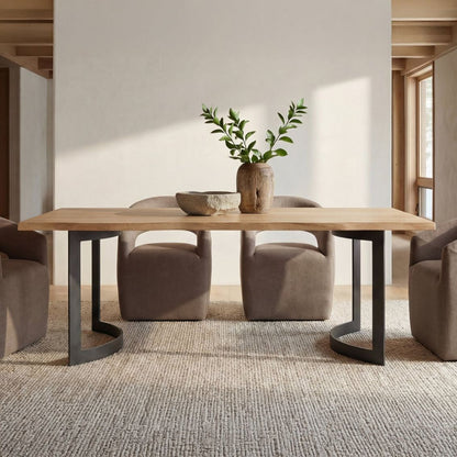 98.5-inch Bent Reclaimed Wood Dining Table