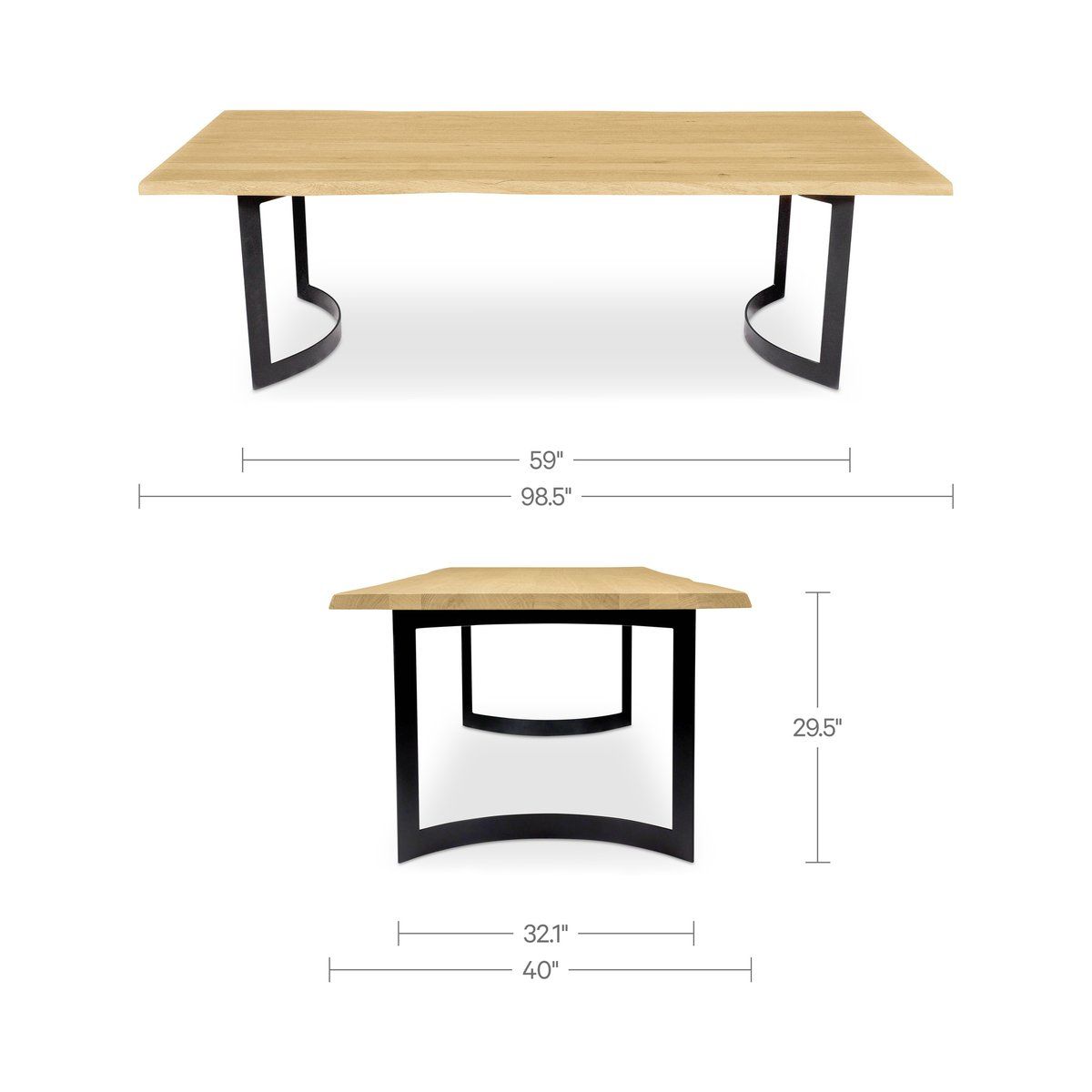 98.5-inch Bent Reclaimed Wood Dining Table