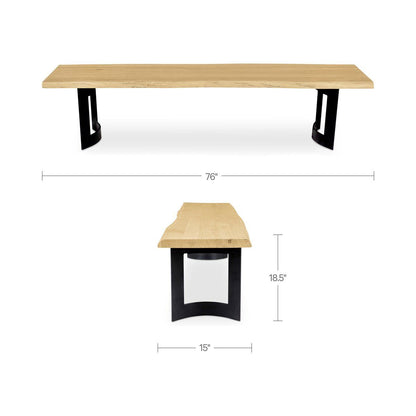 76 Inch Bent Industrial Live Edge Dining Bench