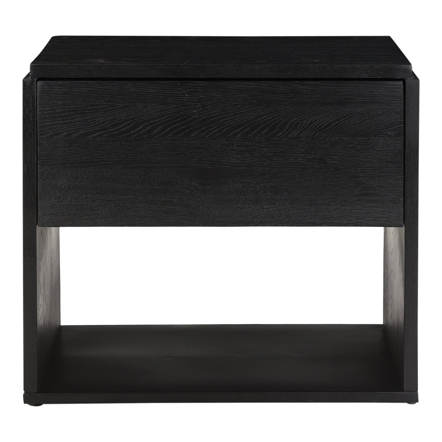 Quinton Solid Oak and Iron Black Nightstand