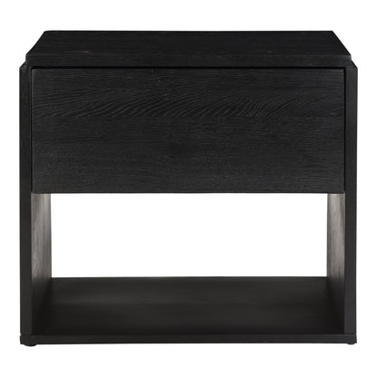 Quinton Solid Oak and Iron Black Nightstand