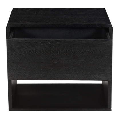 Quinton Solid Oak and Iron Black Nightstand