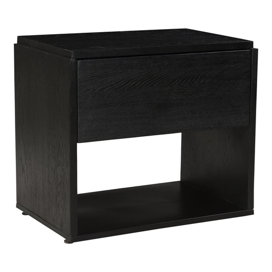 Quinton Solid Oak and Iron Black Nightstand