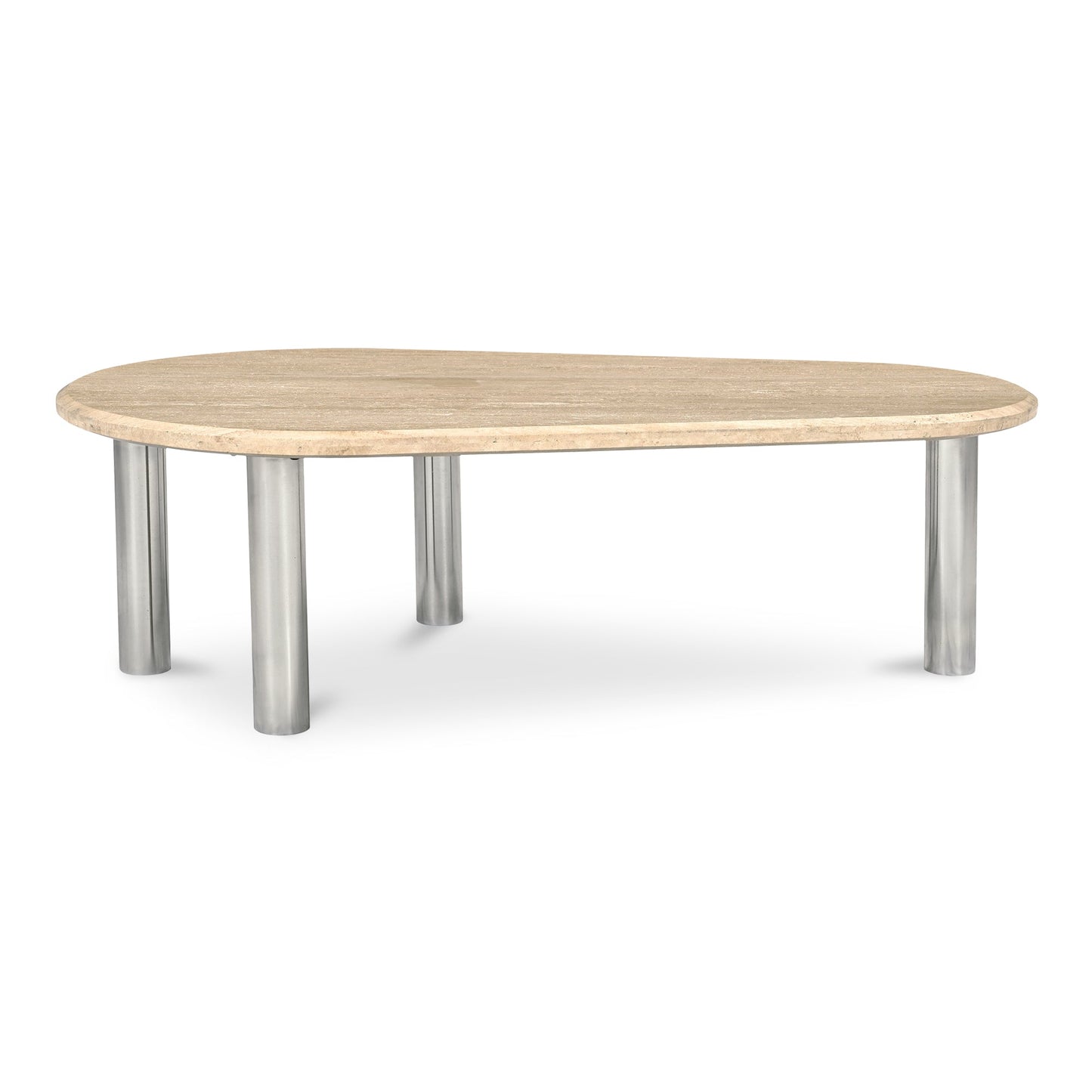 Fia Iron and Wood Beige Geometric Coffee Table