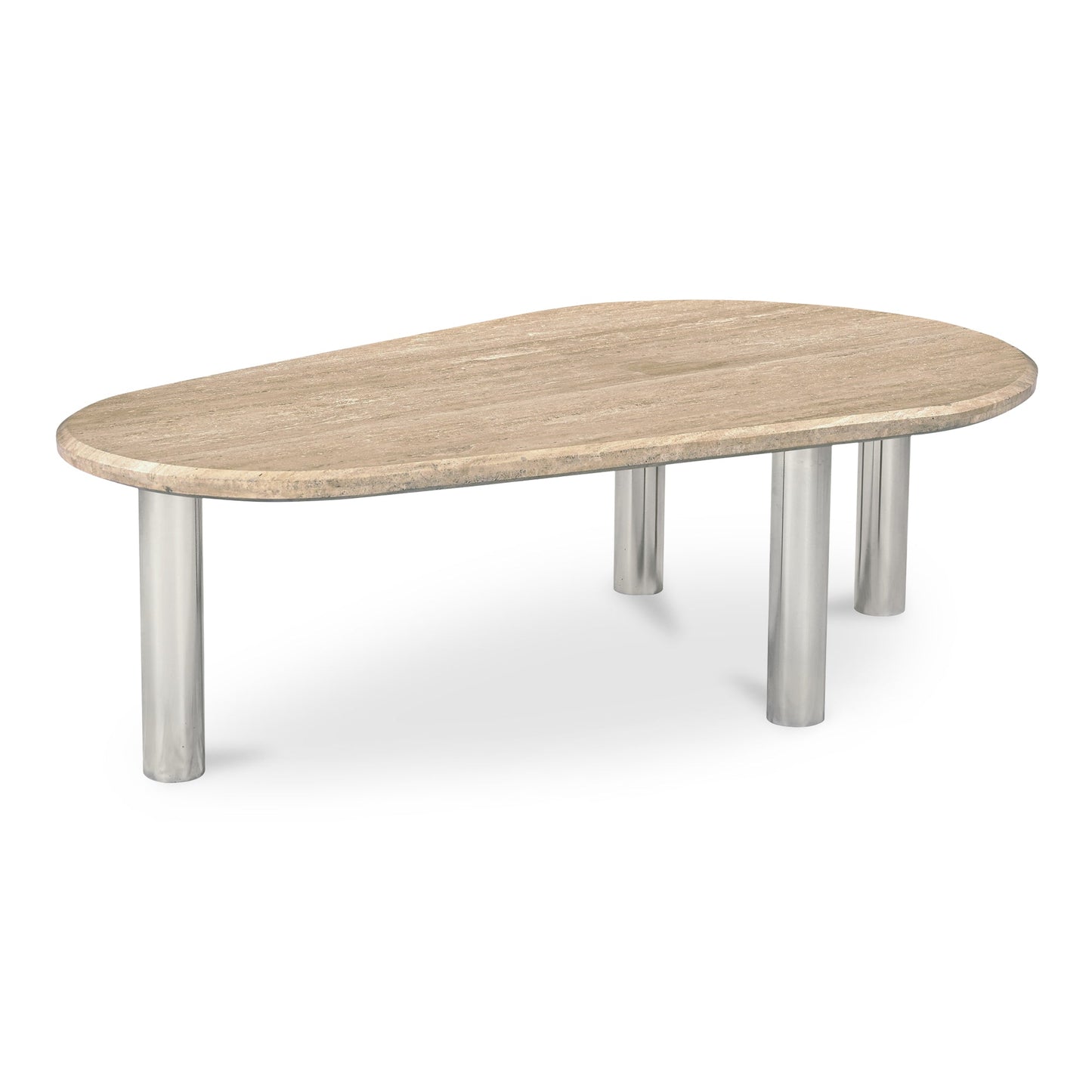 Fia Iron and Wood Beige Geometric Coffee Table