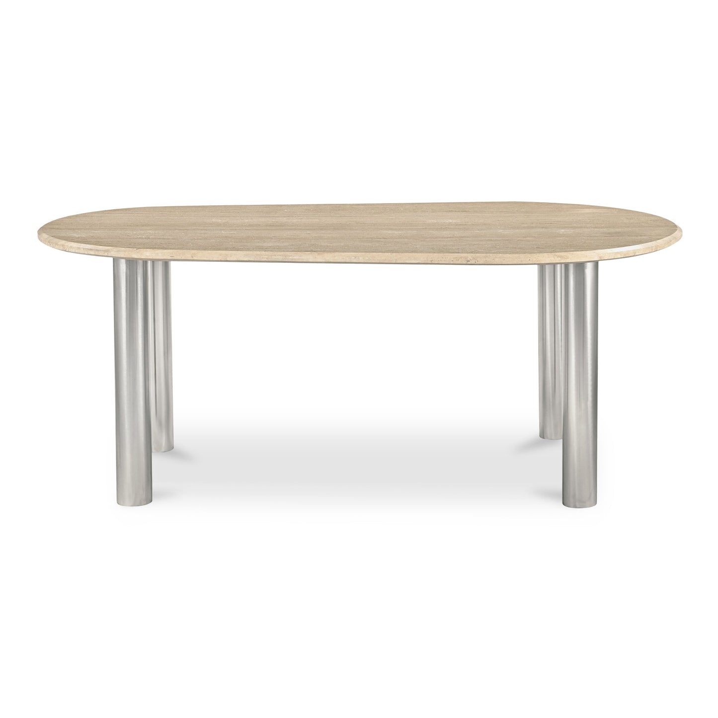 Fia Iron and Wood Beige Geometric Dining Table