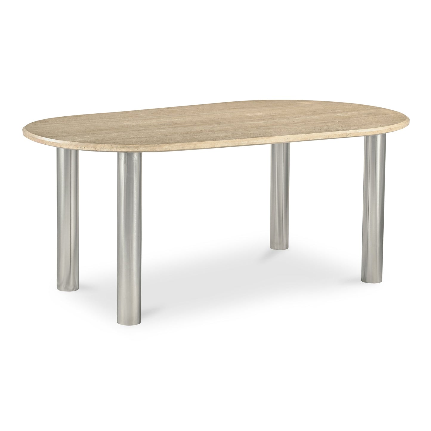 Fia Iron and Wood Beige Geometric Dining Table