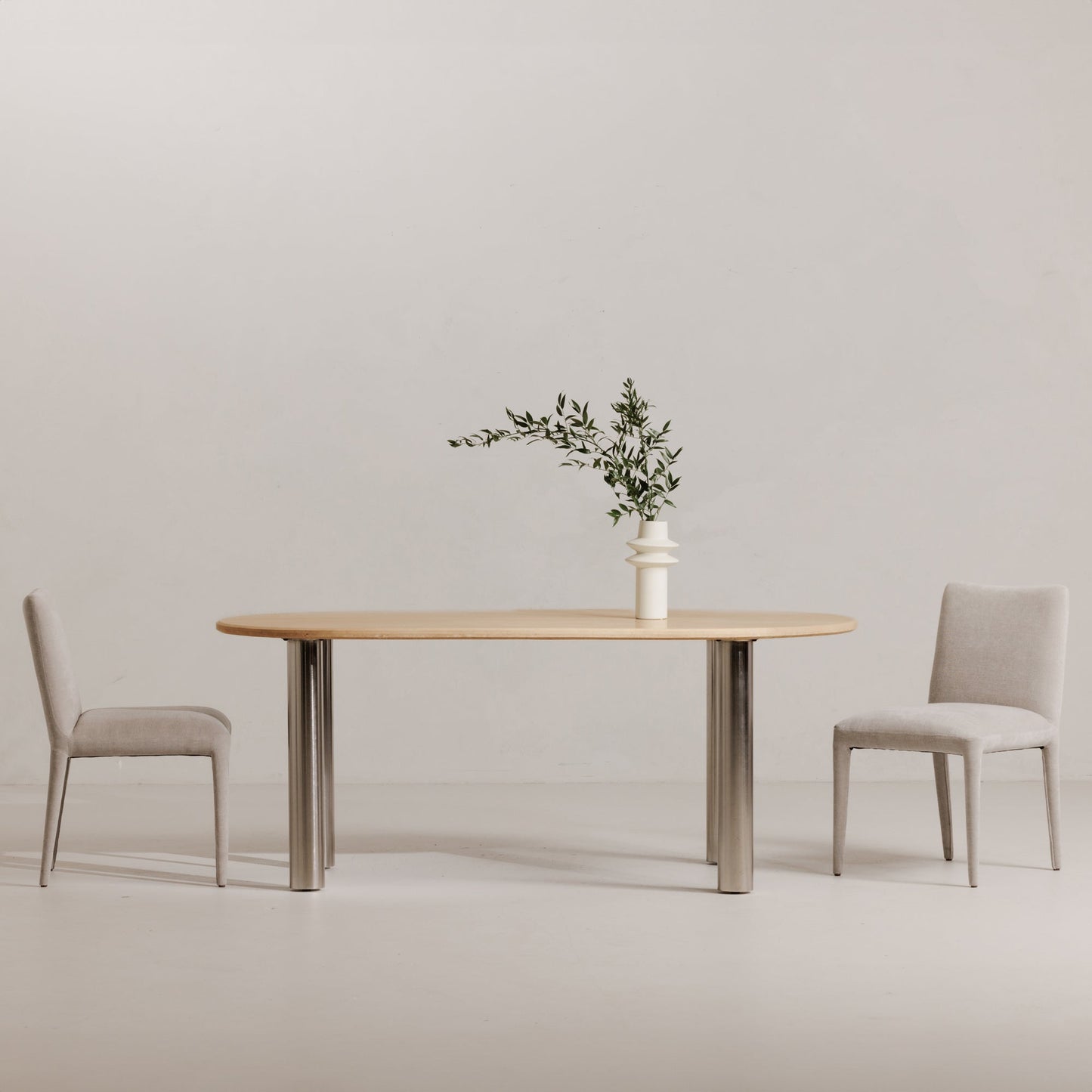 Fia Iron and Wood Beige Geometric Dining Table