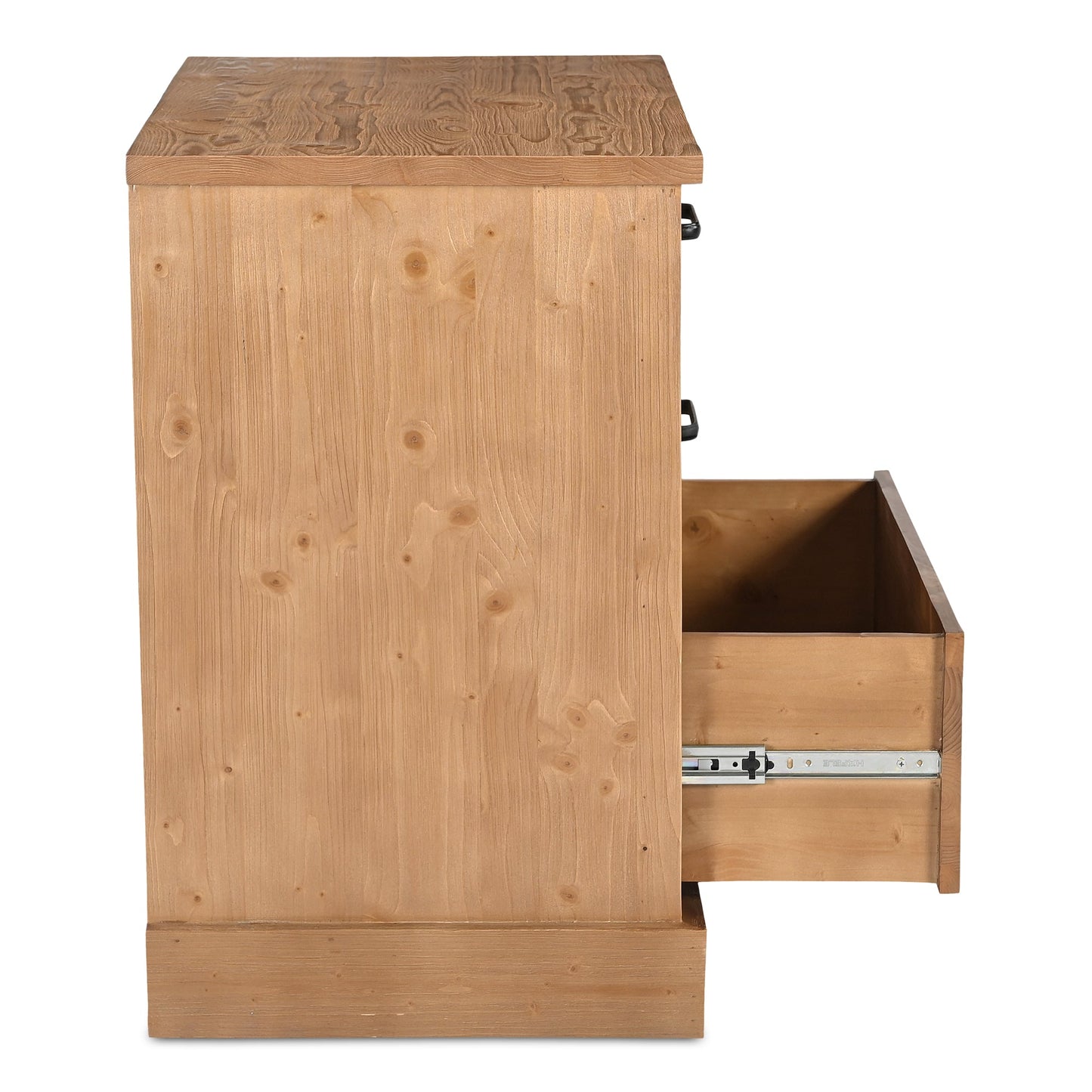 Tade Brown Pine Wood Three Drawer Nightstand