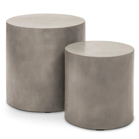 Una Concrete Round Garden Stools (Set of 2)