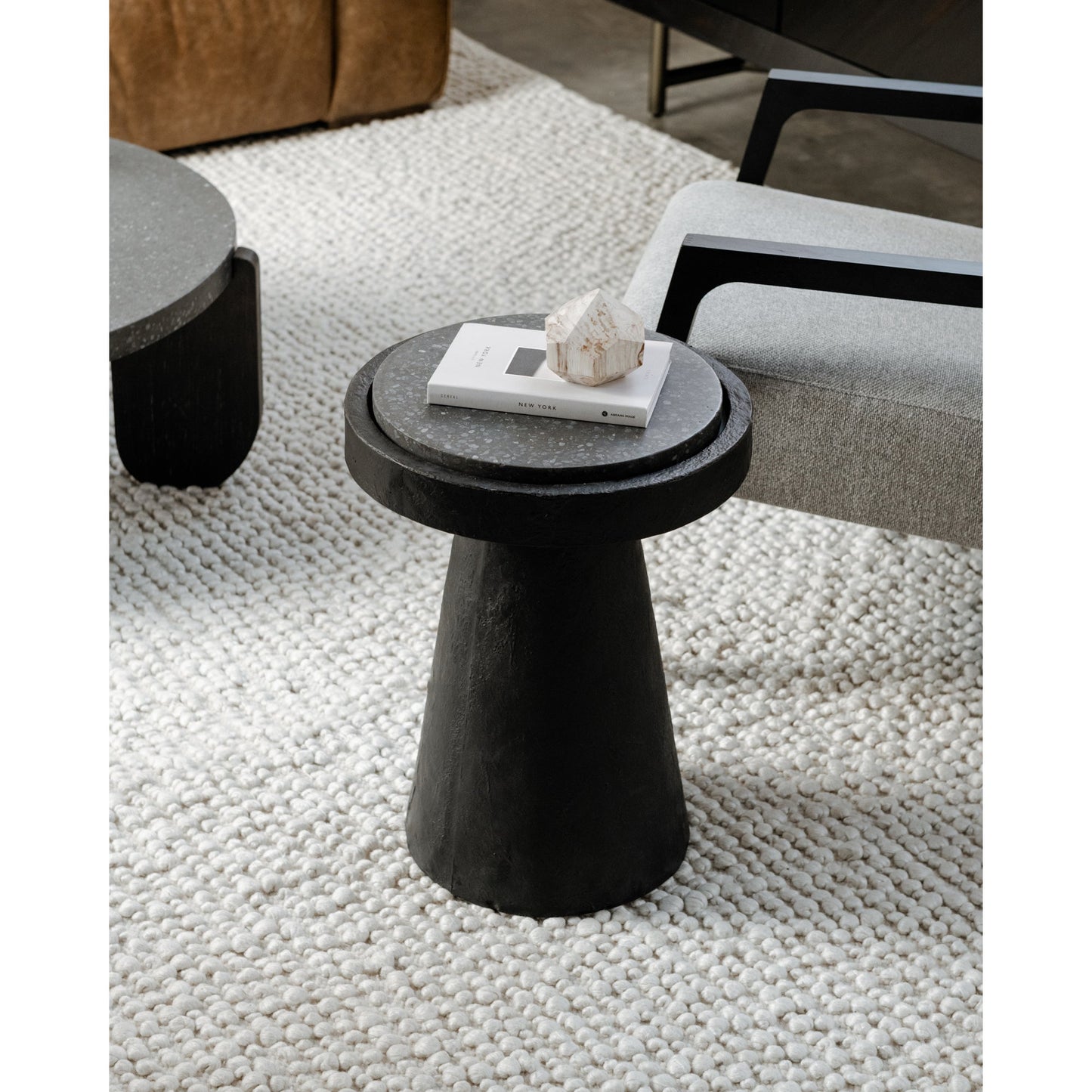 Book Terrazzo and Concrete Round Accent Table