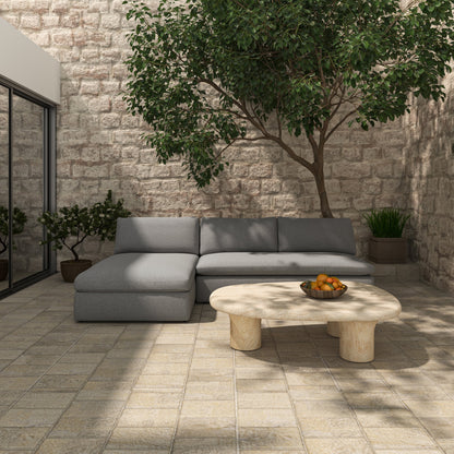 Warby Faux Travertine Cement Outdoor Coffee Table