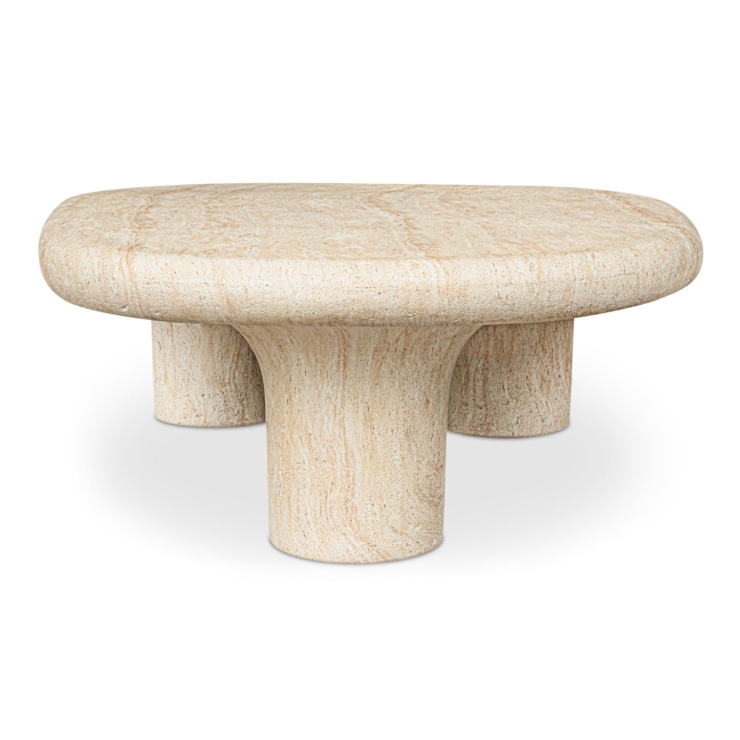 Warby Faux Travertine Cement Outdoor Coffee Table