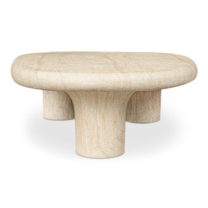Warby Faux Travertine Cement Outdoor Coffee Table