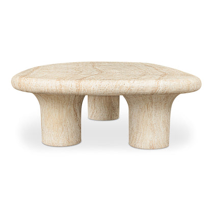 Warby Faux Travertine Cement Outdoor Coffee Table