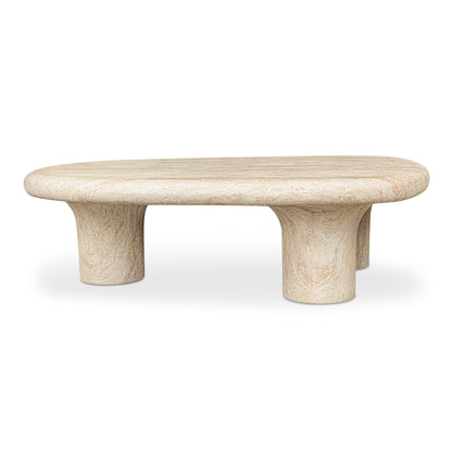 Warby Faux Travertine Cement Outdoor Coffee Table
