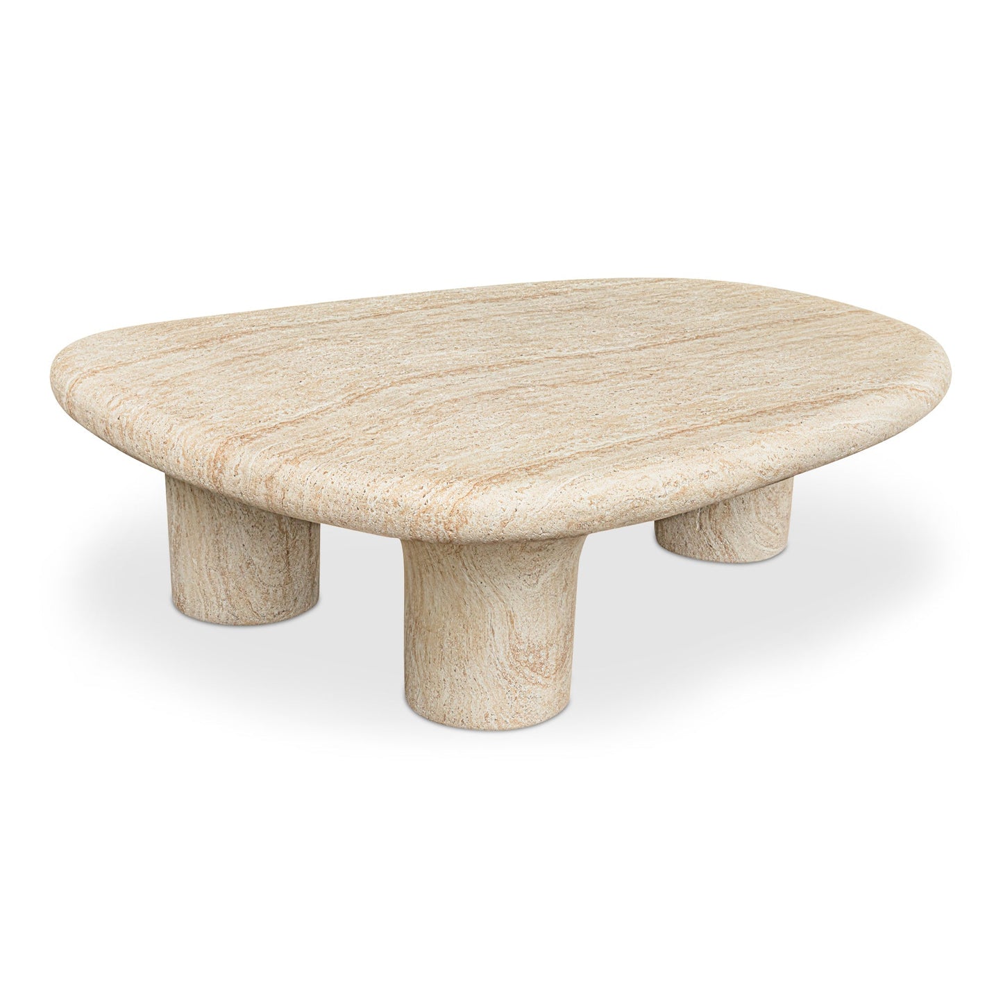 Warby Faux Travertine Cement Outdoor Coffee Table