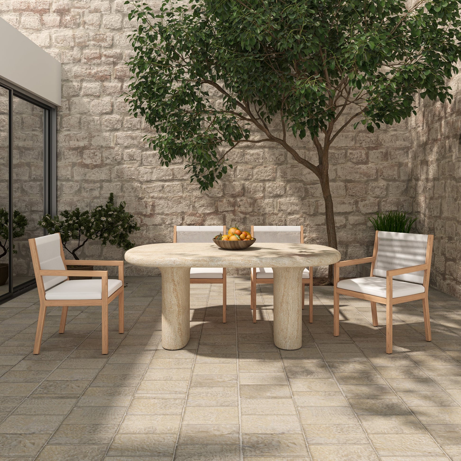 Moe's Home Warby Faux Travertine Outdoor Dining Table