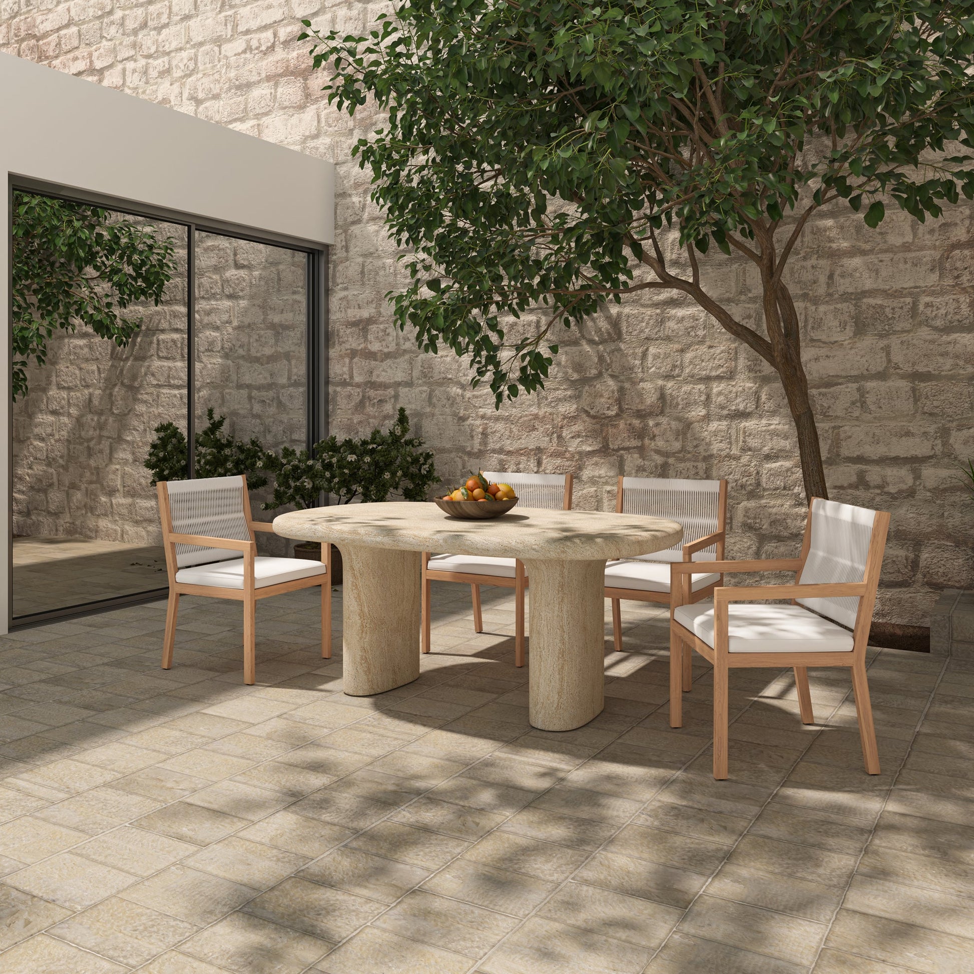 Moe's Home Warby Faux Travertine Outdoor Dining Table