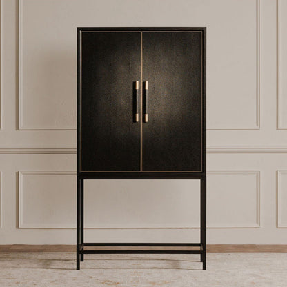 Mako Black Solid Oak Bar Cabinet