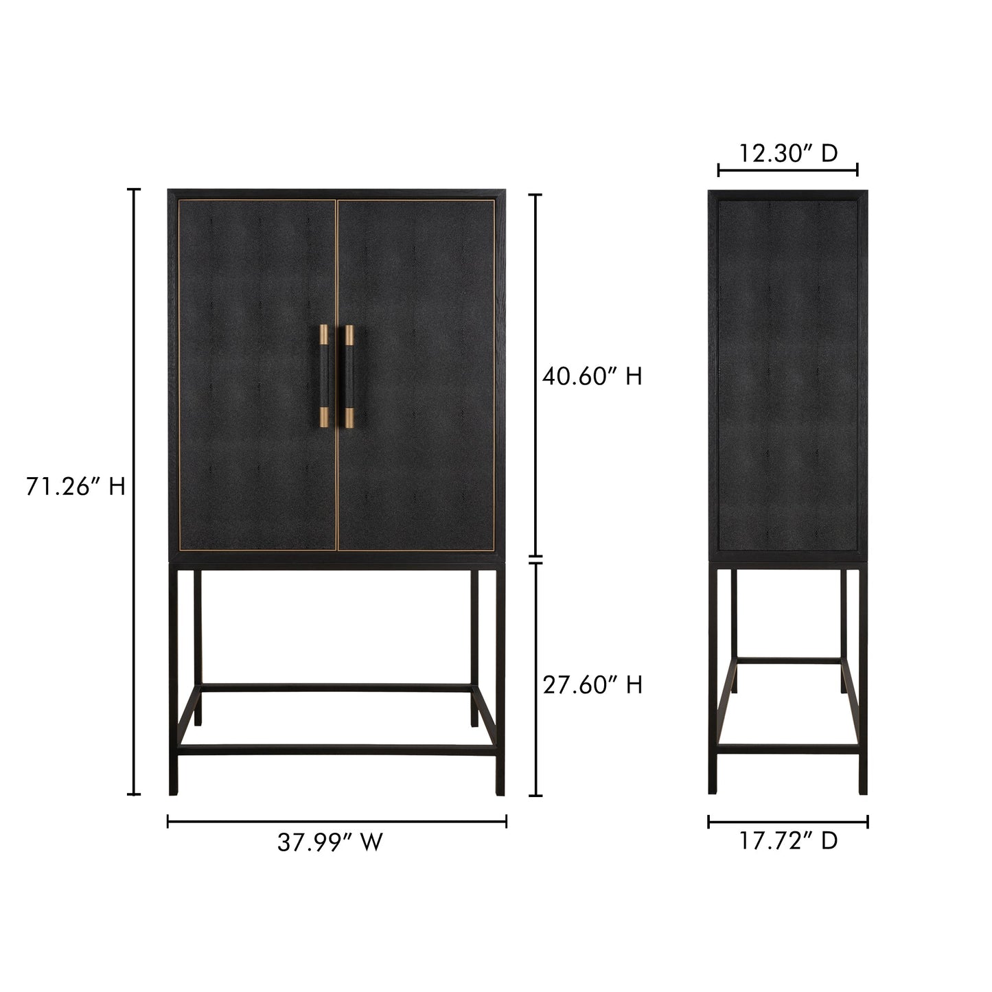 Mako Black Solid Oak Bar Cabinet