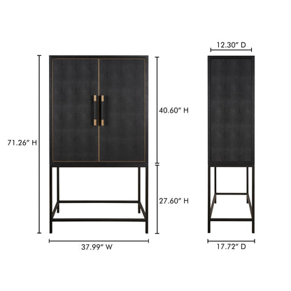 Mako Black Solid Oak Bar Cabinet
