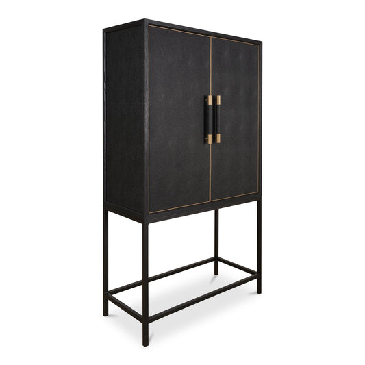 Mako Black Solid Oak Bar Cabinet