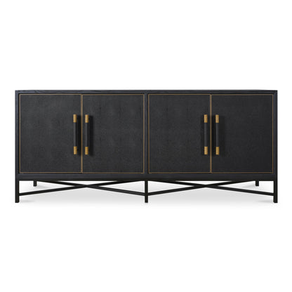 Mako Brass and Solid Oak Black Sideboard