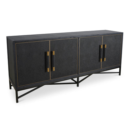 Mako Brass and Solid Oak Black Sideboard