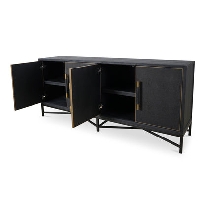 Mako Brass and Solid Oak Black Sideboard