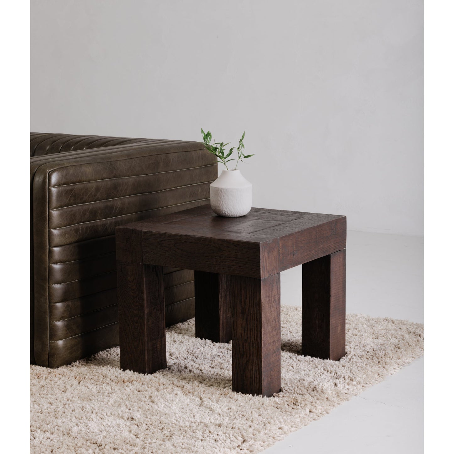 Evander Wood Brown Square Side Table