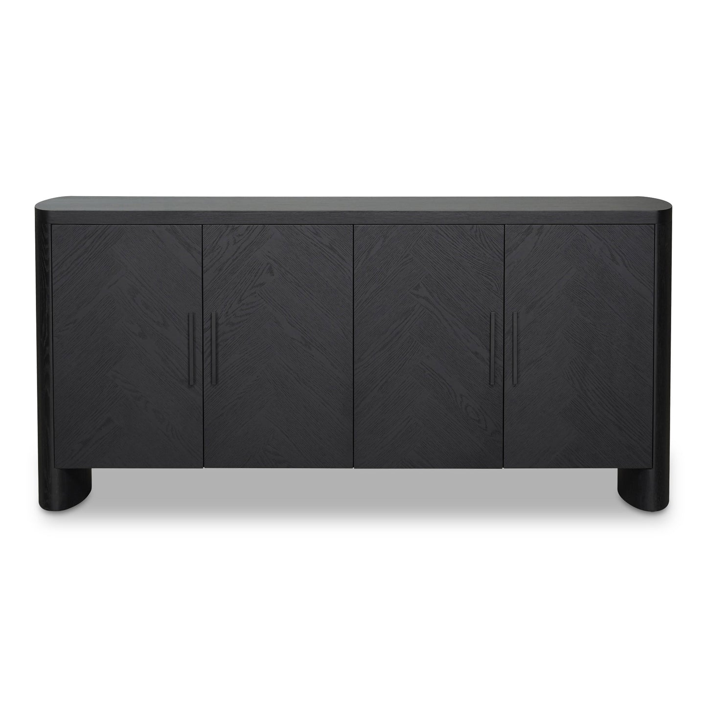 William Oak Veneer and Metal Black Sideboard