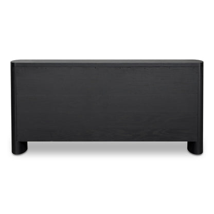 William Oak Veneer and Metal Black Sideboard