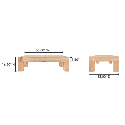 Evander Natural Rectangular Oak Coffee Table