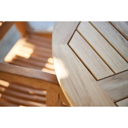 Valencia Round Teak Outdoor Folding Table Umbrella Hole-Outdoor Bistro Tables-HiTeak-LOOMLAN